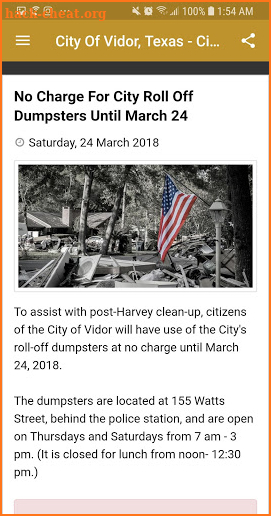 City Of Vidor Texas Official screenshot