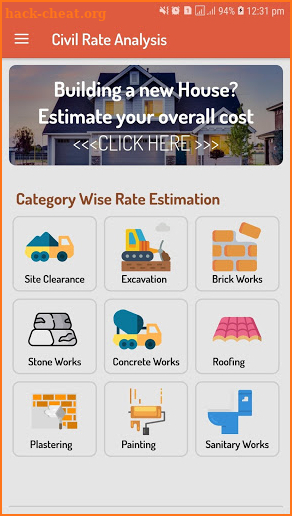Civil Rate Analysis - Construction Cost Estimation screenshot