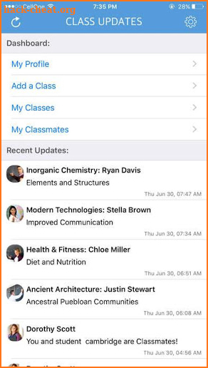 Class Updates: School communication screenshot