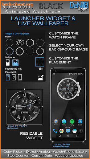 Classic Black HD Watch Face screenshot