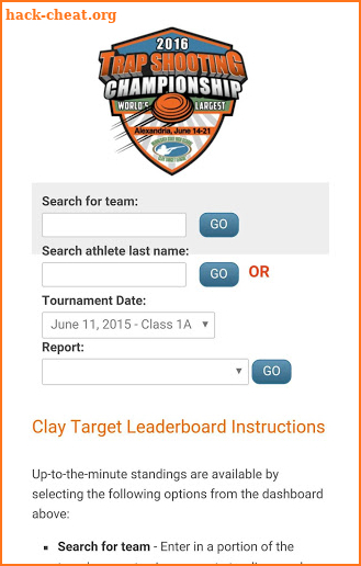 Clay Target Leaderboard screenshot
