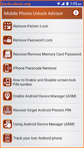 Clear Mobile Password PIN Help screenshot