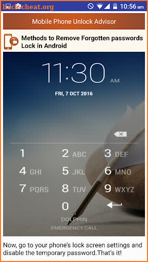 Clear Mobile Password PIN Help screenshot