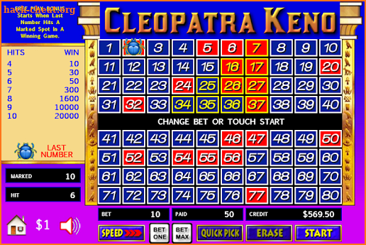 Cleopatra Keno - Pharoahs Bonus screenshot