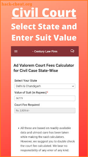 CLF Court Fee Calculator screenshot