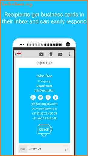 Clinck - digital business card screenshot