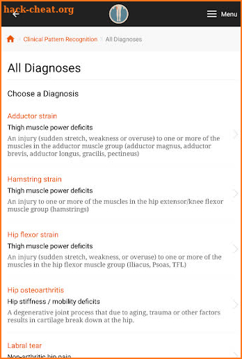 Clinical Pattern Recognition: Hip/Thigh Pain screenshot