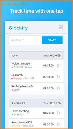Clockify Time Tracker & Timesheet screenshot