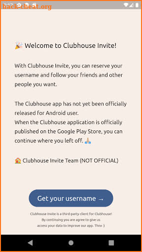 Clubhouse Invite screenshot