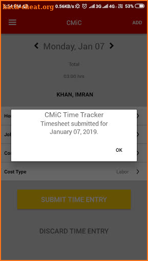 CMiC Time Tracker screenshot