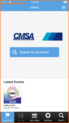 CMSA Events screenshot