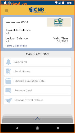 CNB Bank & Trust Card Manager screenshot