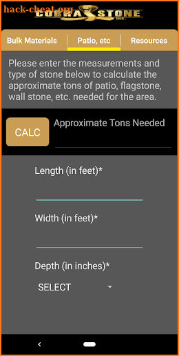 Cobra Stone Materials Calculator screenshot
