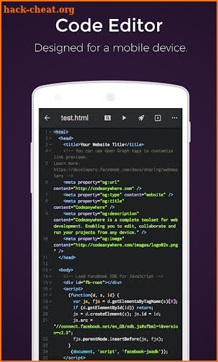 Codeanywhere - IDE, Code Editor, SSH, FTP, HTML screenshot