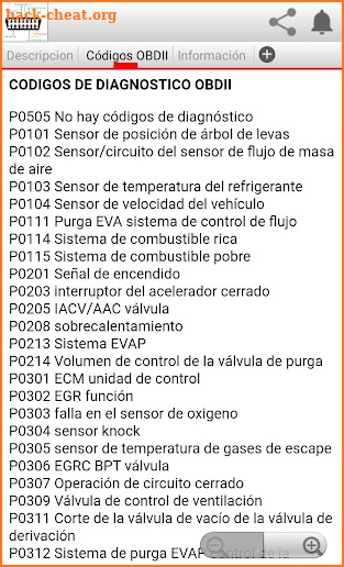 Código OBDII automotriz screenshot