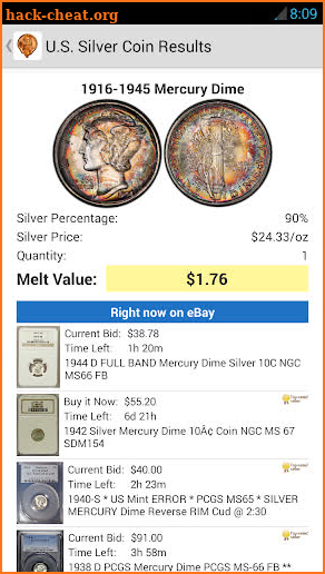 Coinflation - Gold & Silver Melt Values screenshot