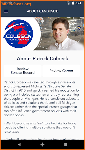 Colbeck for Governor screenshot