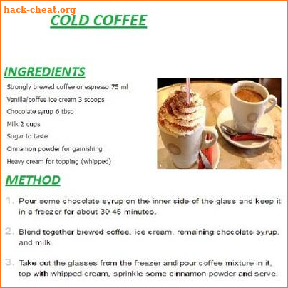 Cold Coffee English Recipes screenshot