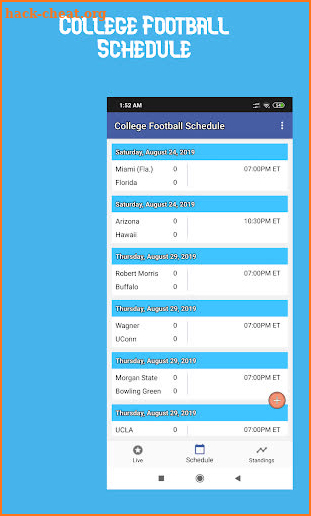 College Football 2019 Schedule and Live Score screenshot
