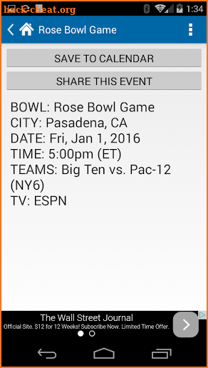 College Football Bowl Schedule screenshot