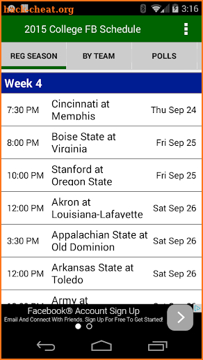 College Football Schedules screenshot
