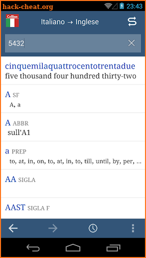 Collins Italian Dictionary screenshot