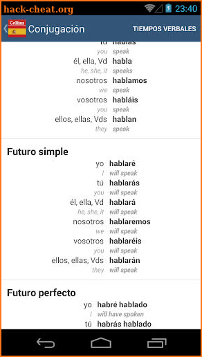 Collins Spanish Dictionary screenshot