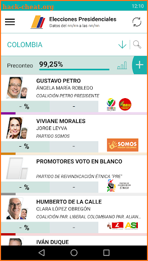 Colombia 18 Elecciones Presidente y Vicepresidente screenshot