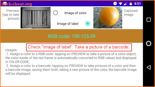 Color Codes: digitized color to record and compare screenshot