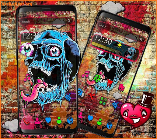 Color Devil Skull Graffiti Theme screenshot