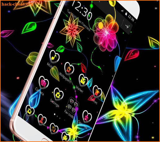 Color Neon Dark Flowers Theme screenshot