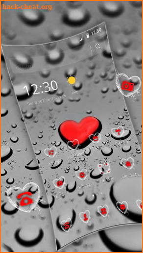 Color Splash Red Heart Rain Theme screenshot