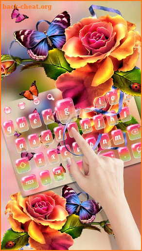 Colorful Bright Rose Butterfly Keyboard screenshot