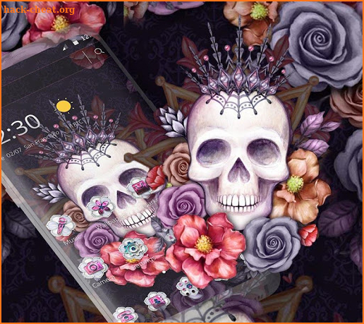 Colorful Flower Skull Fancy Theme screenshot