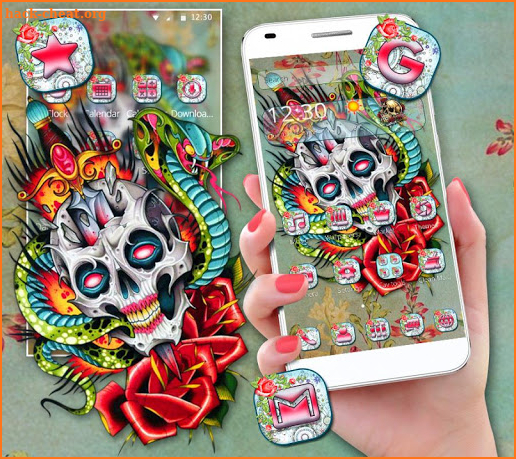 Colorful Flower Skull Theme screenshot