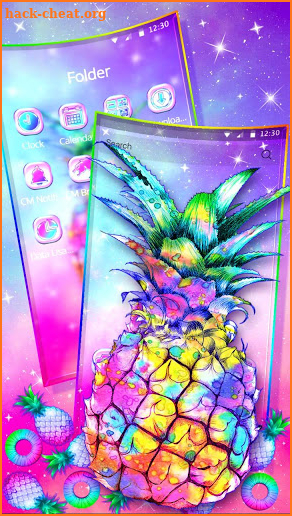 Colorful Galaxy Glitter Pineapple Theme screenshot