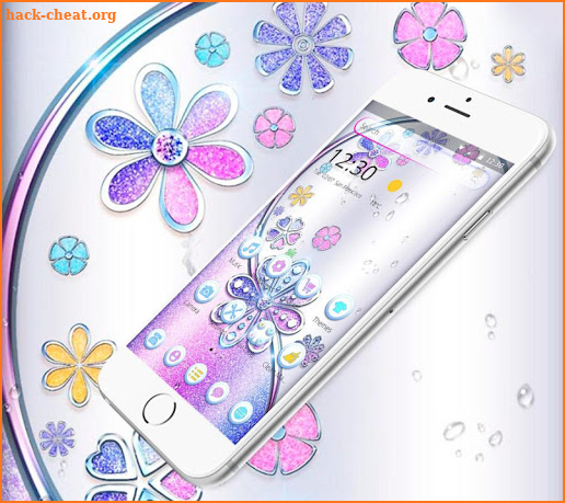 Colorful Glitter Diamond Flowers Theme screenshot