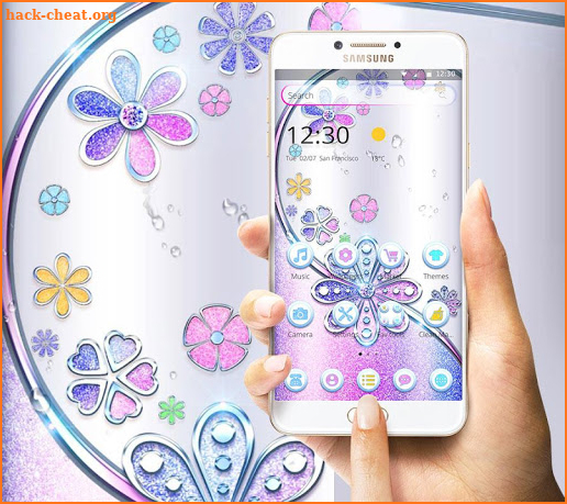 Colorful Glitter Diamond Flowers Theme screenshot