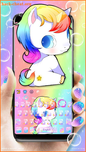 Colorful Glitter Galaxy Unicorn Keyboard Theme screenshot