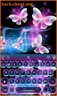 Colorful Glitter Neon Butterfly Keyboard Theme screenshot