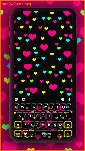 Colorful Love Hearts Keyboard Background screenshot