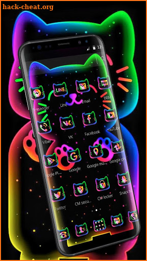 Colorful Neon Black Cat Theme screenshot