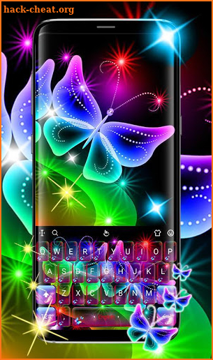 Colorful Neon Butterfly Keyboard Theme screenshot