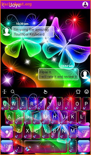 Colorful Neon Butterfly Keyboard Theme screenshot
