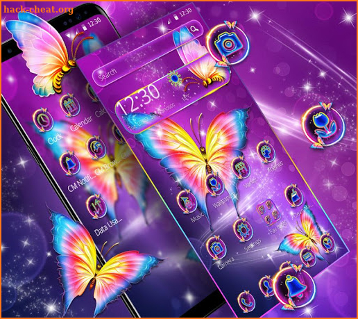 Colorful Neon Butterfly Theme screenshot