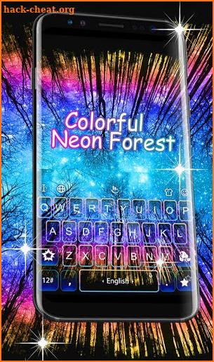 Colorful Neon Forest Keyboard Theme screenshot