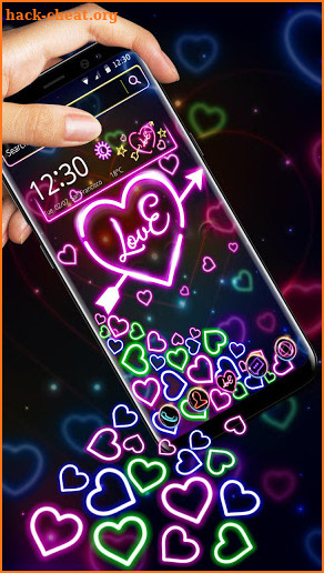 Colorful Neon Love Heart Gravity Theme screenshot