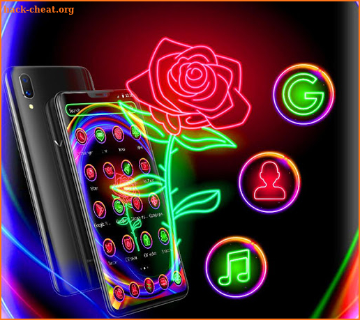 Colorful Neon Rose Theme screenshot