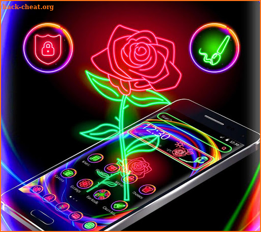 Colorful Neon Rose Theme screenshot