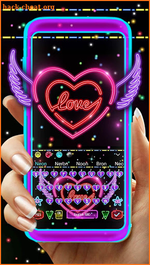 Colorful Neon Sparkling Heart Keyboard screenshot
